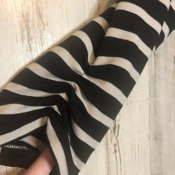 GARNET HILL 3/4 Ruched Sleeve Midi Striped Swing A Line Shirt Dress Small - Picture 3 of 7